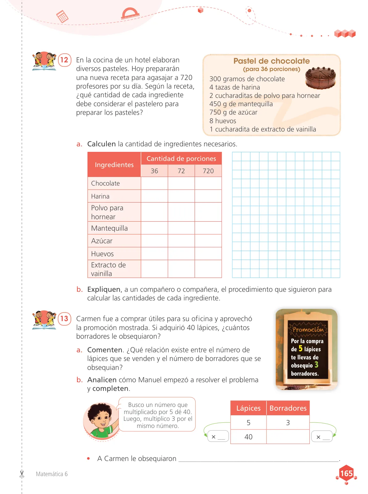 Página 167 de Matemática 6 : cuaderno de trabajo para sexto grado de Educación Primaria 2019 · 2019