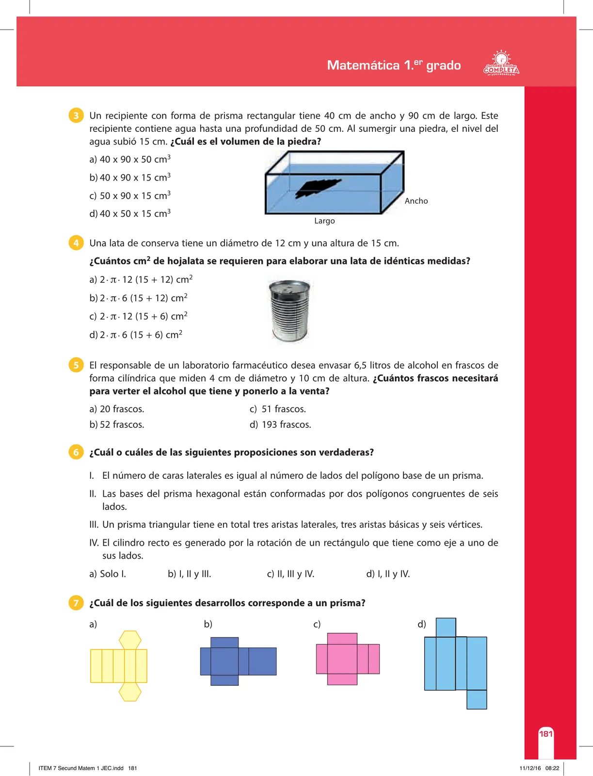 Miniatura página 181 de Matemática 1 : cuaderno de reforzamiento pedagógico - JEC · 2016