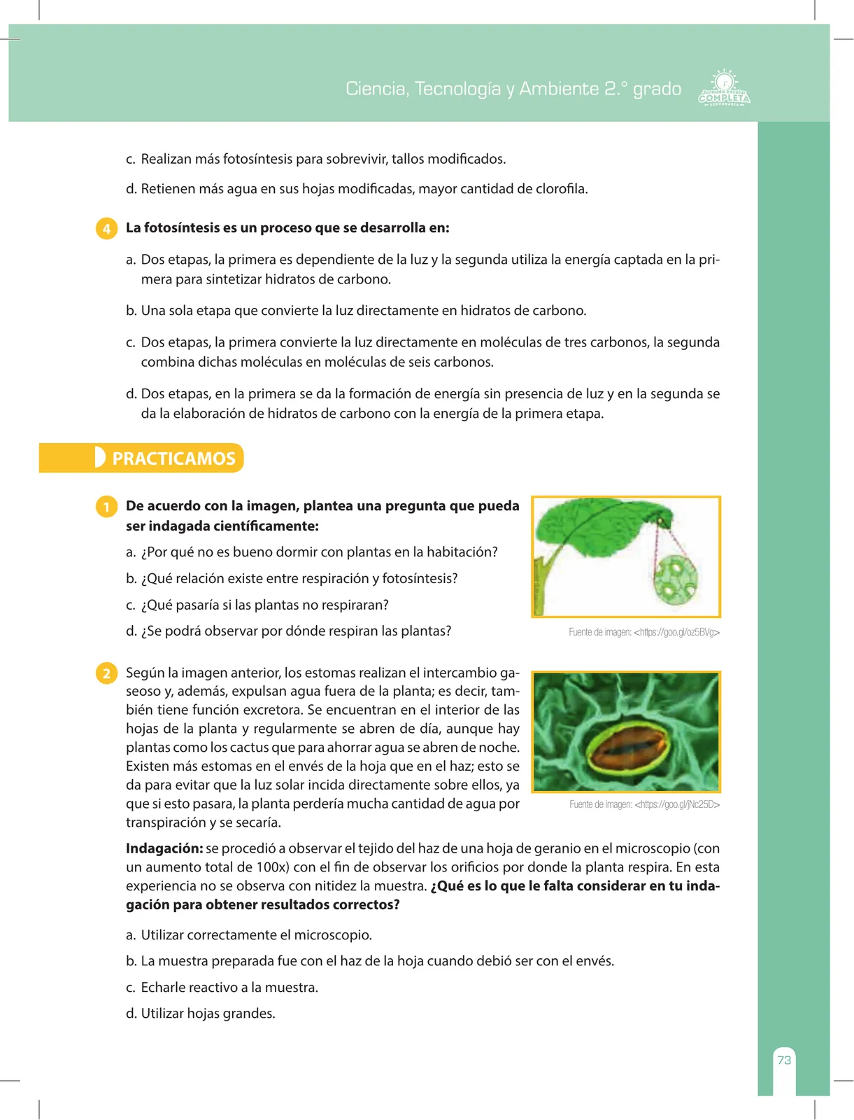Miniatura página 73 de Ciencia, Tecnología y Ambiente 2 : cuaderno de reforzamiento pedagógico - JEC · 2016