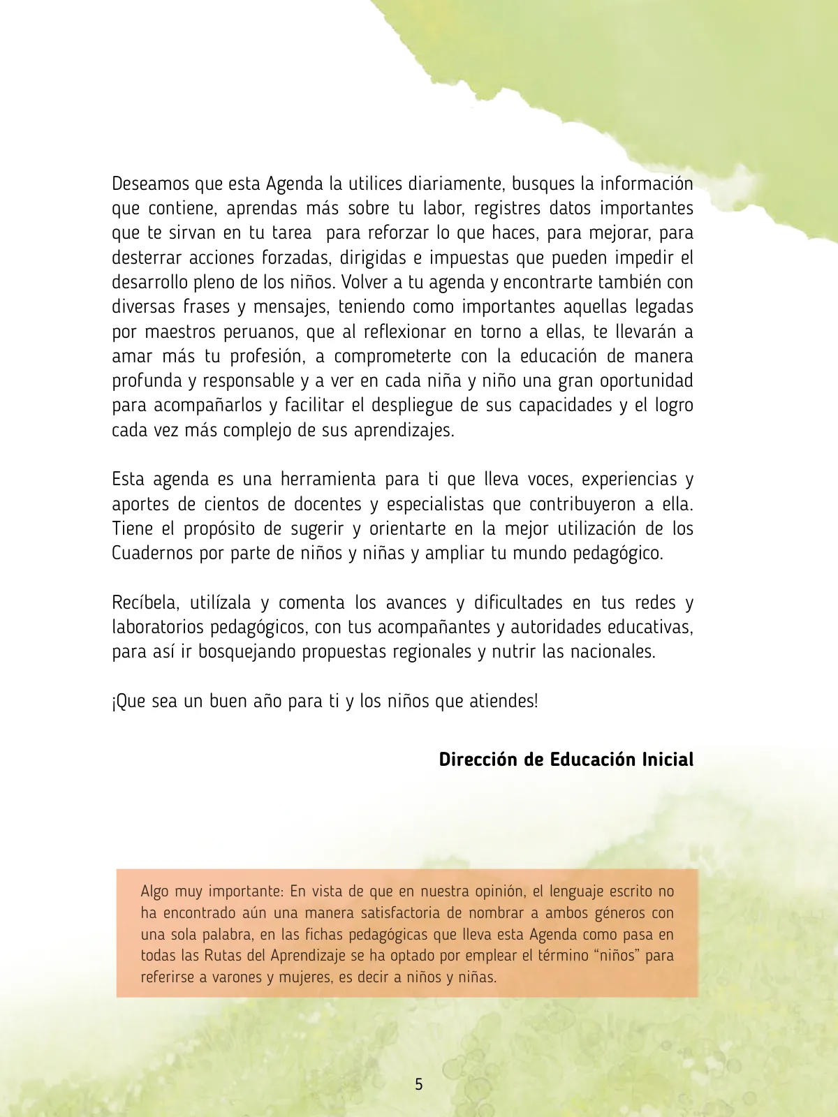 Miniatura página 7 de Agenda pedagógica 2017-2018 para docentes de II Ciclo de Instituciones de nivel de Educación Inicial · 2017
