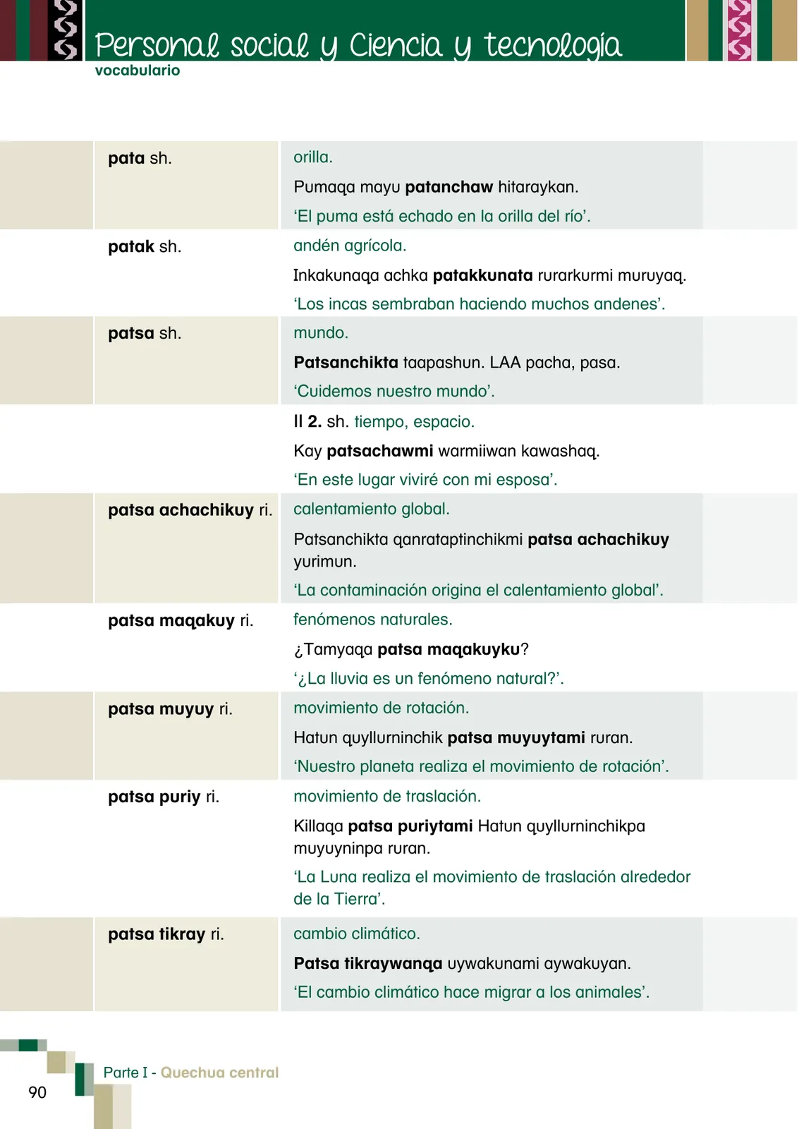 Página 92 de Yachachinapaq shimikuna - chawpin qichwa = Vocabulario pedagógico quechua central · 2021