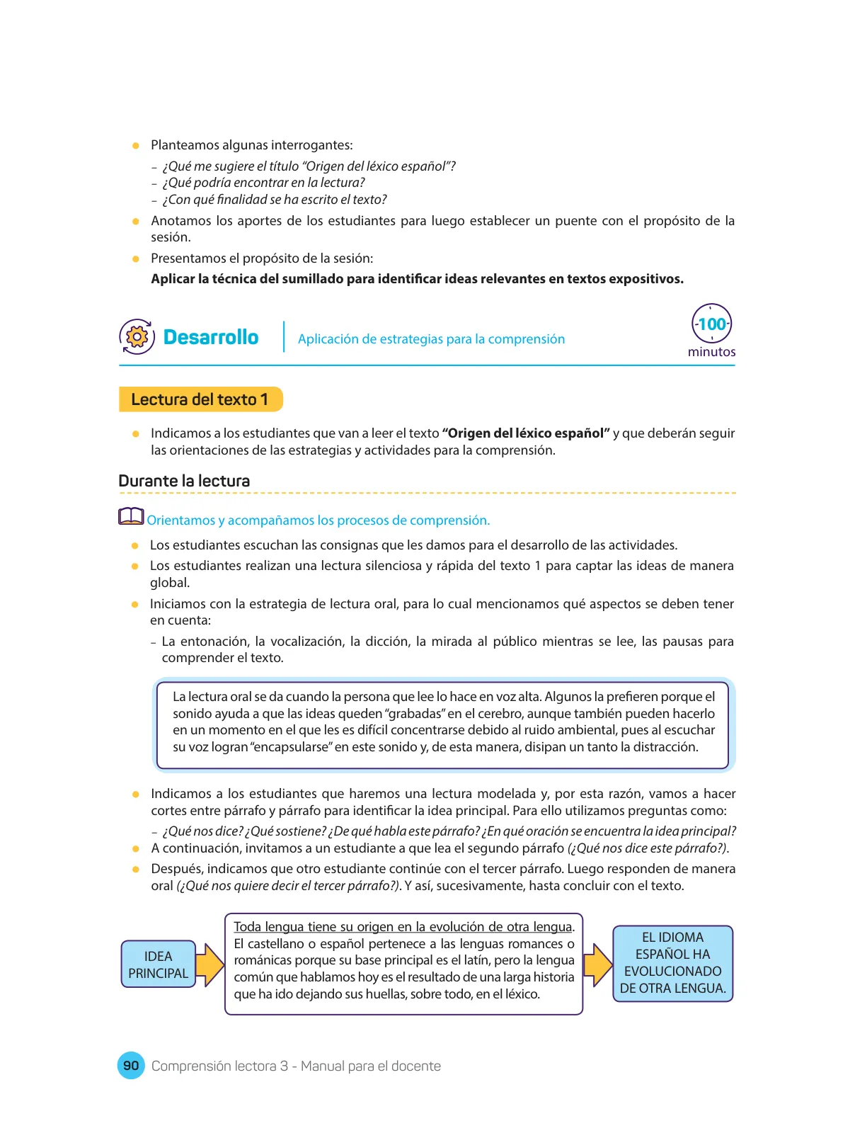 Página 92 de Comprensión lectora : manual para el docente de tercer grado de Secundaria 2018 · 2018