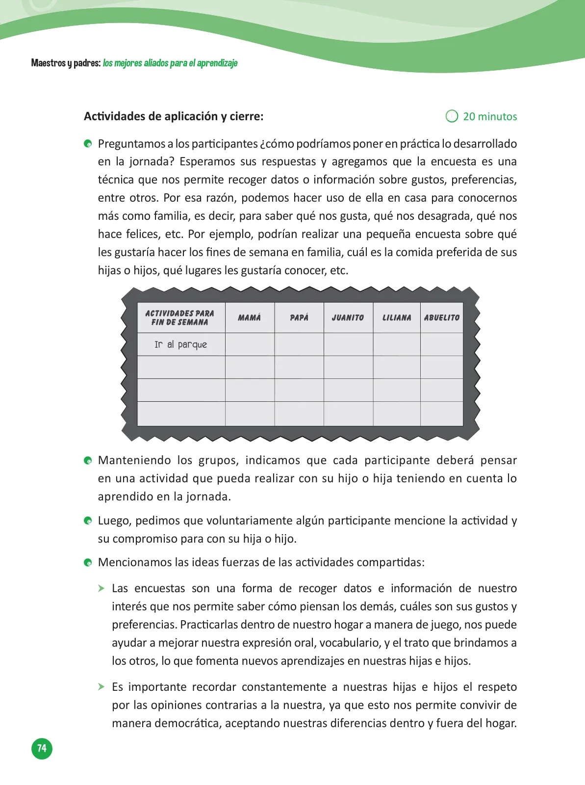 Página 76 de Guía para el trabajo docente con las familias del ciclo V de Primaria · 2016