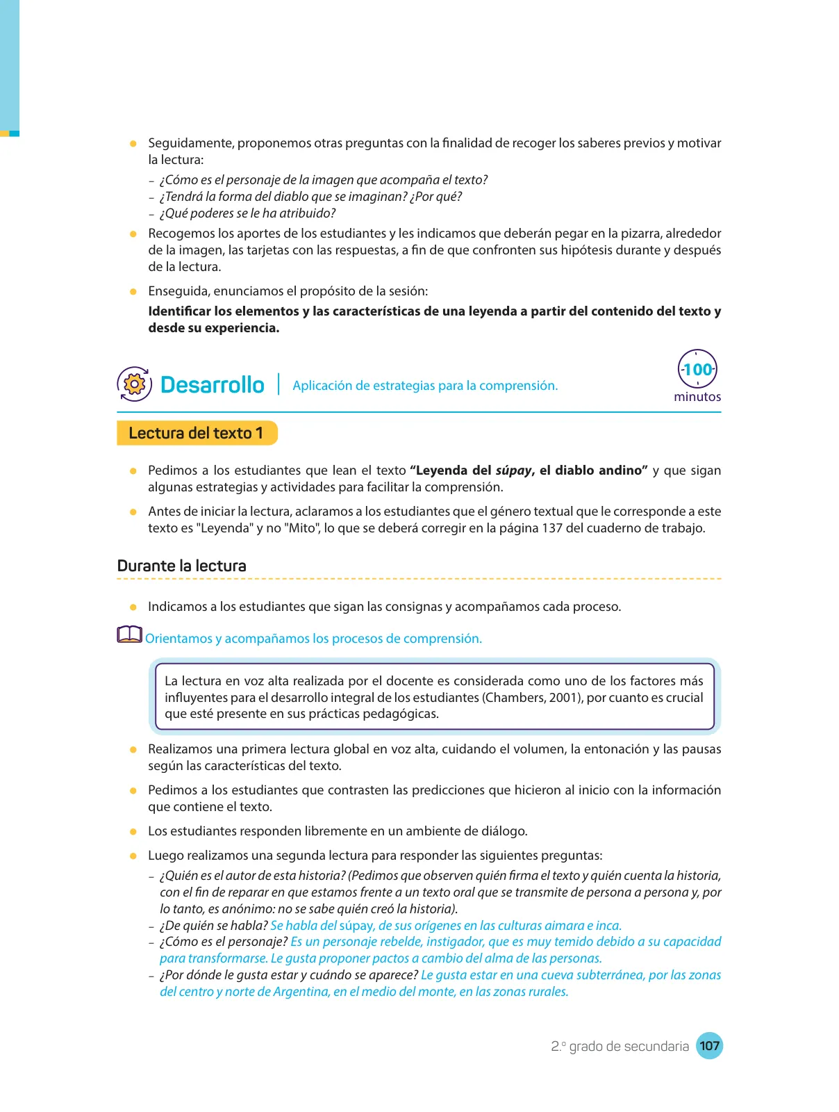 Página 109 de Comprensión lectora : manual para el docente de segundo grado de Secundaria 2018 · 2018