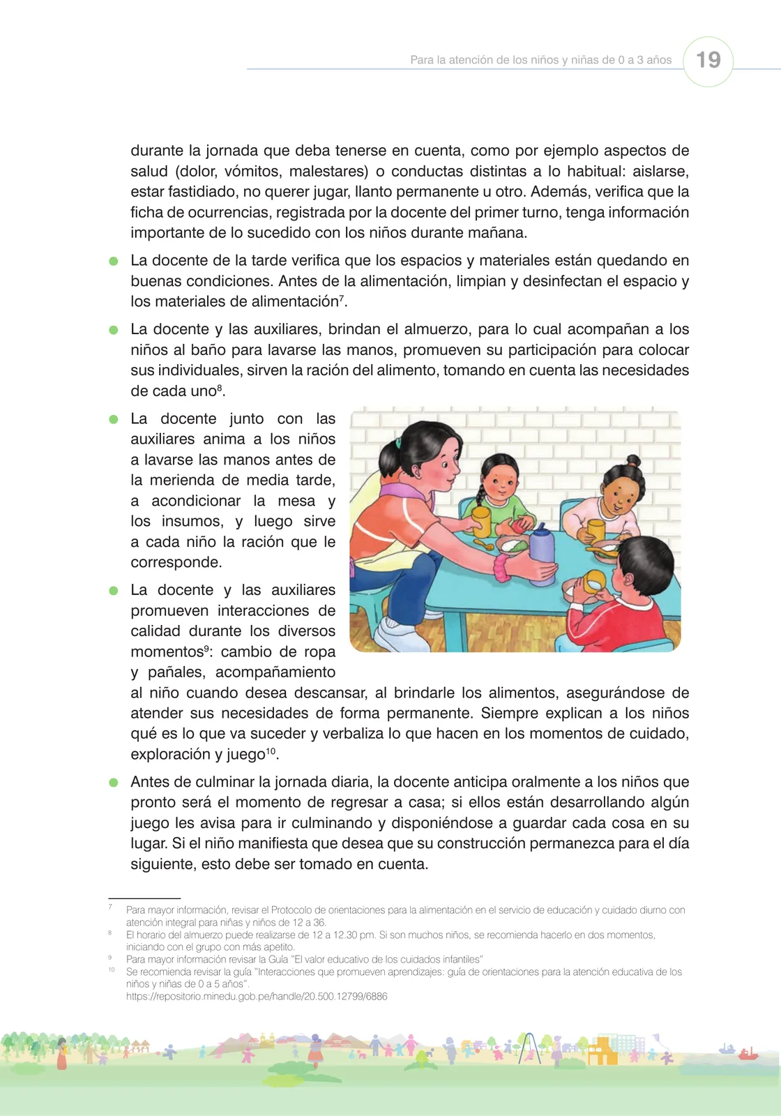 Página 21 de Orientaciones para el funcionamiento de las cunas y cunas jardín que brindan el servicio de educación y cuidado diurno con atención integral para niñas y niños de 12 a 36 meses : guía del servicio y protocolos · 2024