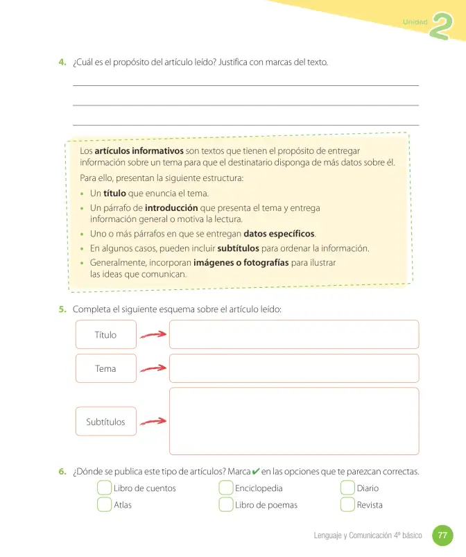 Página 79 de Lenguaje y Comunicación – Cuarto Básico | Texto del Estudiante MINEDUC – Descargar PDF · 2024