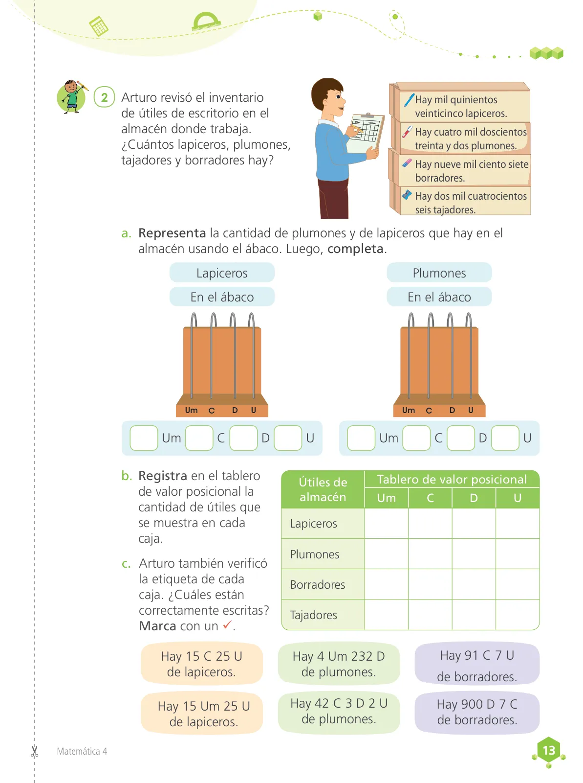 Página 15 de Matemática 4 : cuaderno de trabajo para cuarto grado de Educación Primaria 2019 · 2019