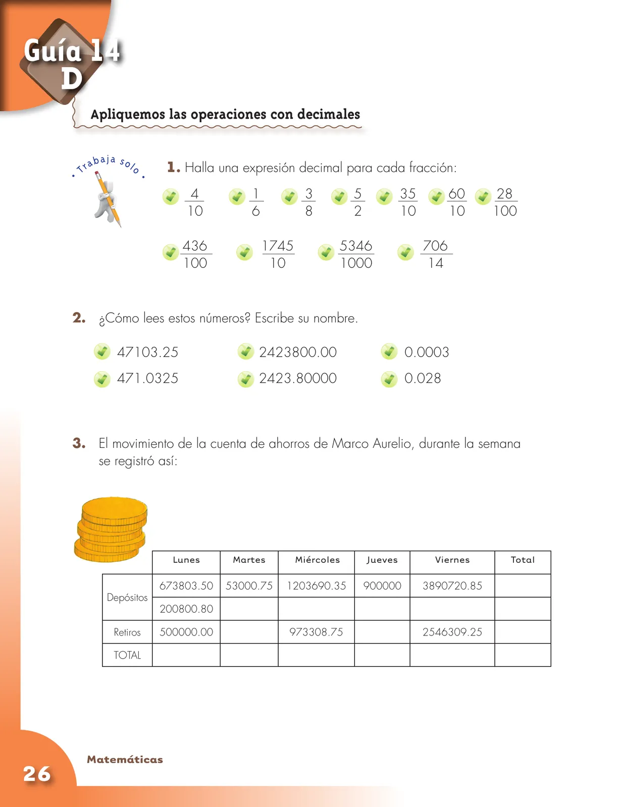 Miniatura página 26 de Matematica 5° · Cartilla 03