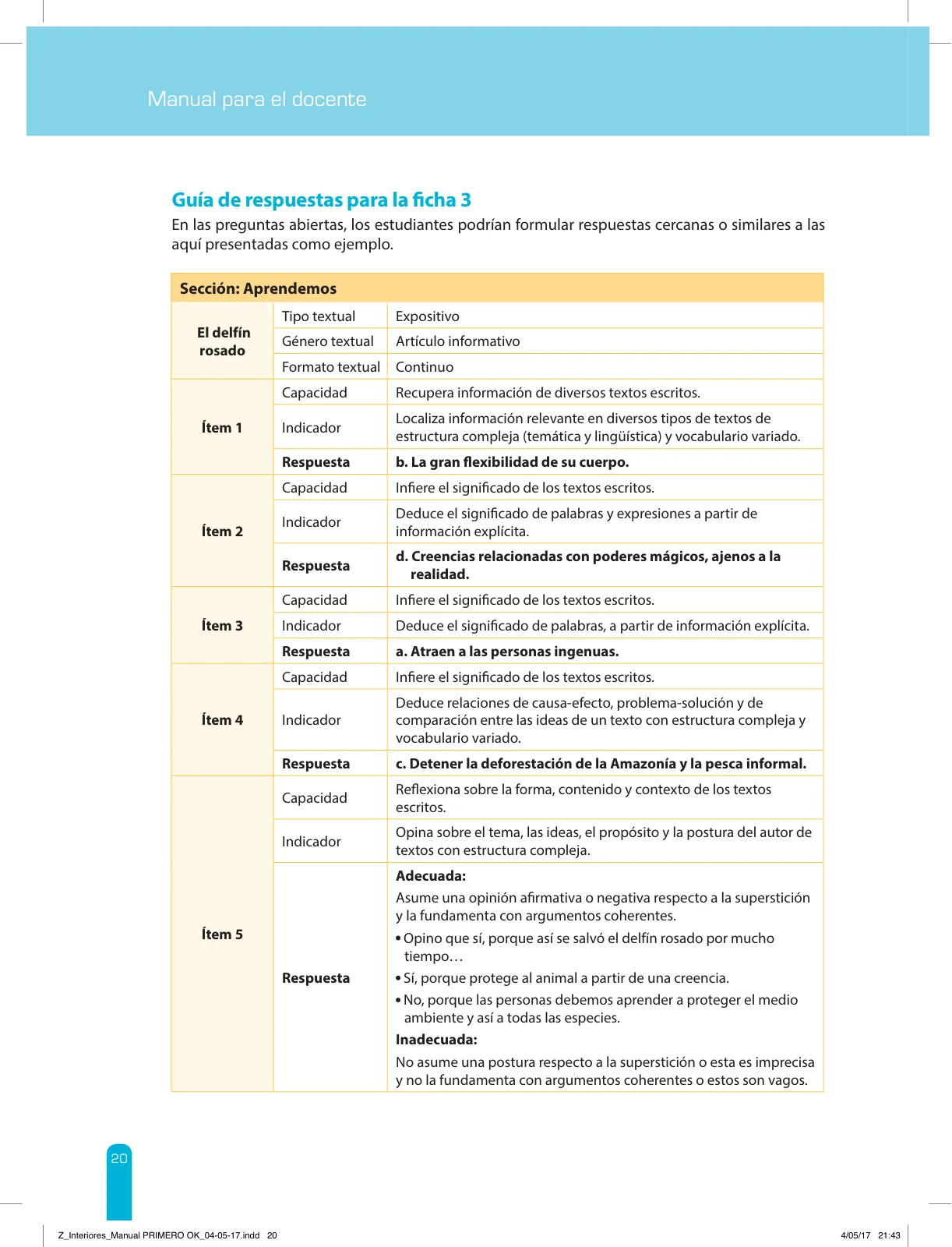 Página 22 de Comprensión lectora 1 : manual para el docente de primer grado de Secundaria · 2017