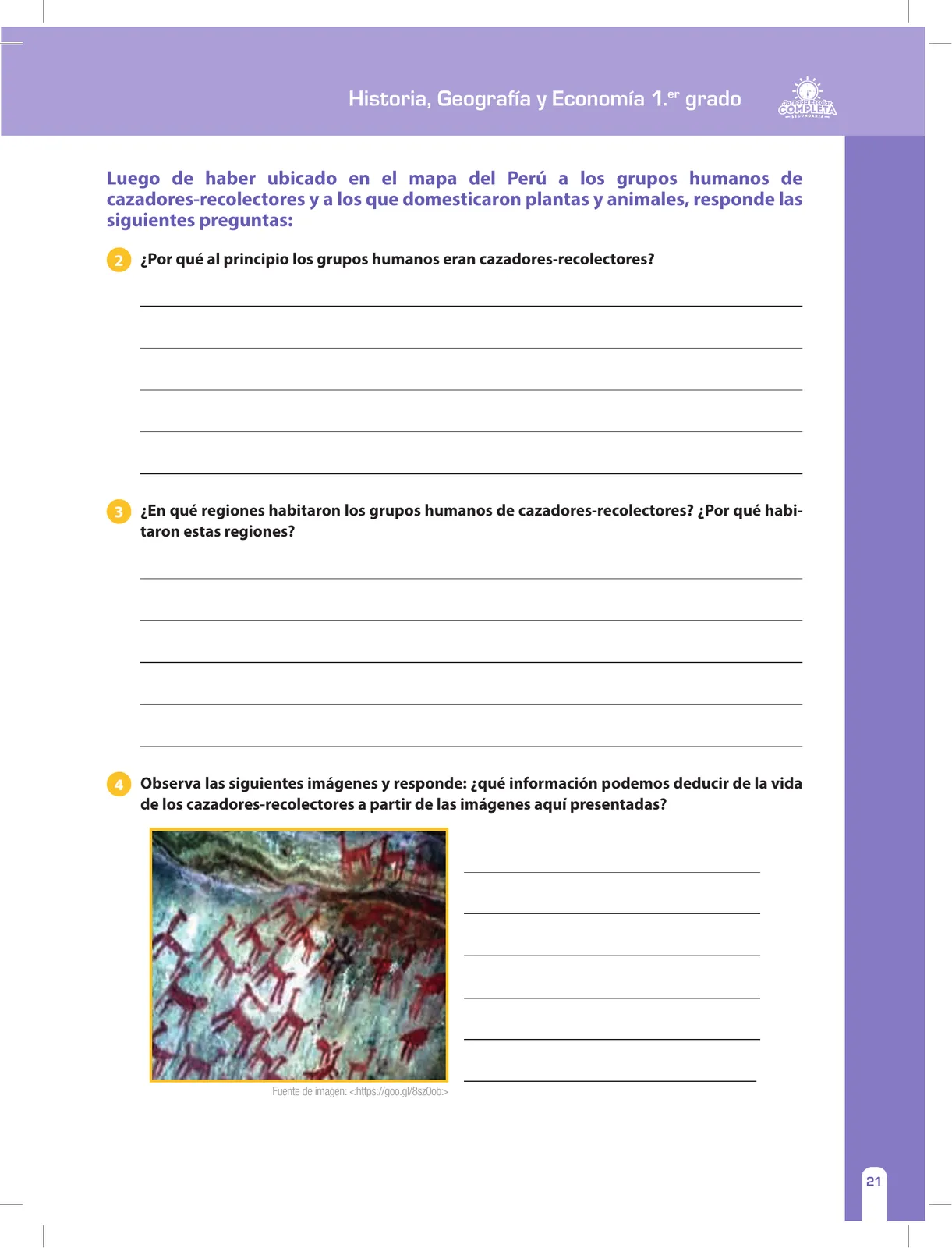 Miniatura página 21 de Historia, Geografía y Economía 1 : cuaderno de reforzamiento pedagógico - JEC · 2016