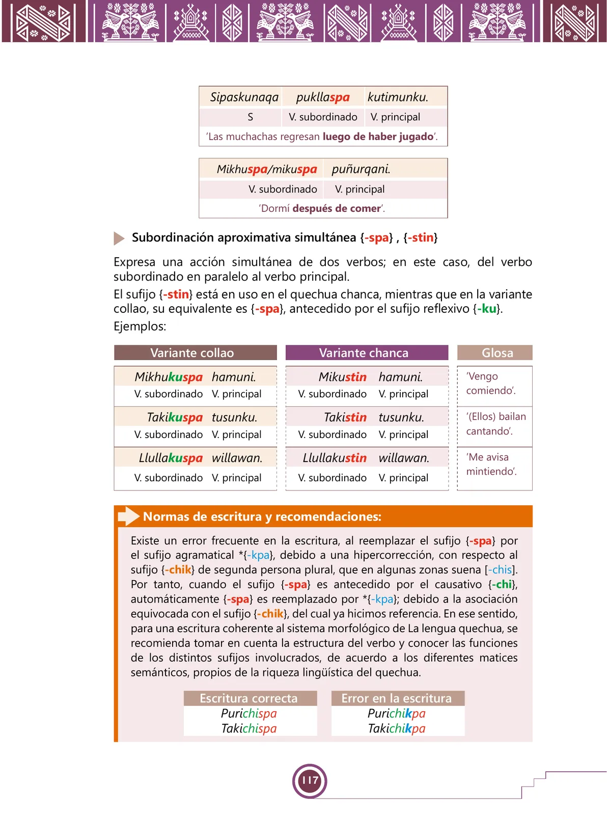 Página 119 de Urin Qichwa Qillqay Yachana Mayt'u = Manual de escritura quechua sureño · 2021