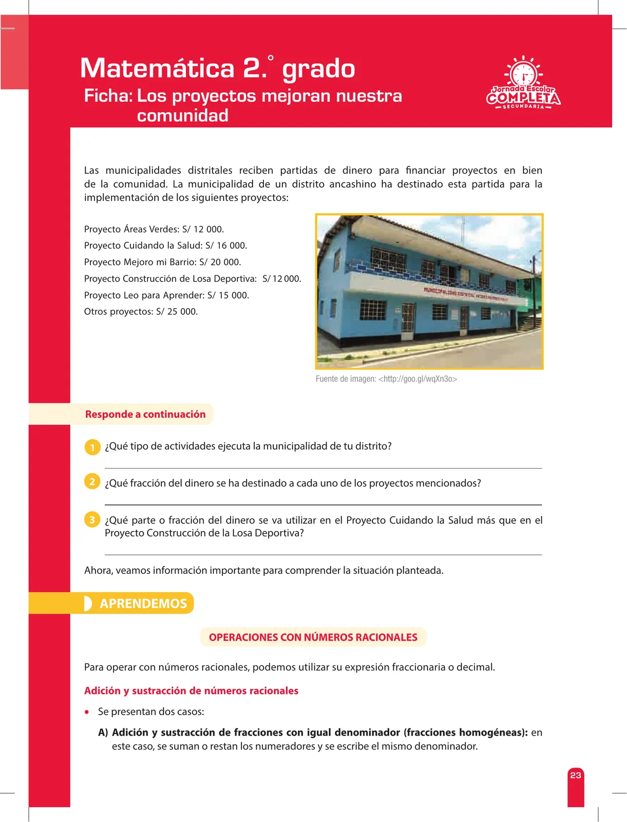 Página 23 de Matemática 2 : cuaderno de reforzamiento pedagógico - JEC · 2016