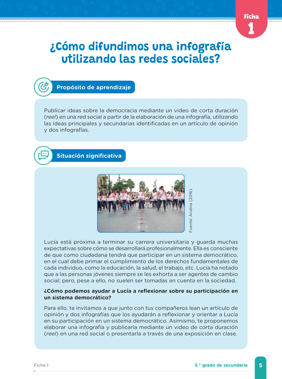 Miniatura página 7 de Fichas de aprendizaje de Comunicación 5 · 2024