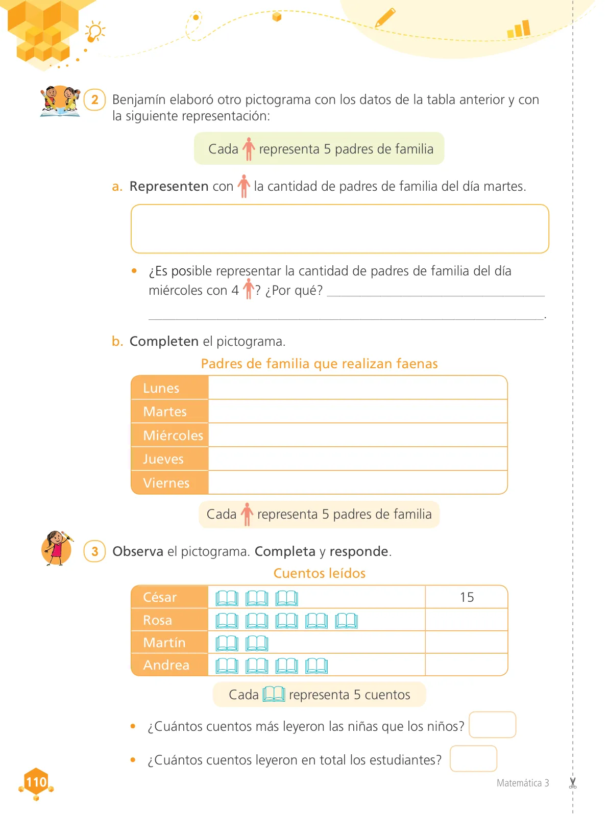Página 112 de Matemática 3 : cuaderno de trabajo para tercer grado de Educación Primaria 2019 · 2019