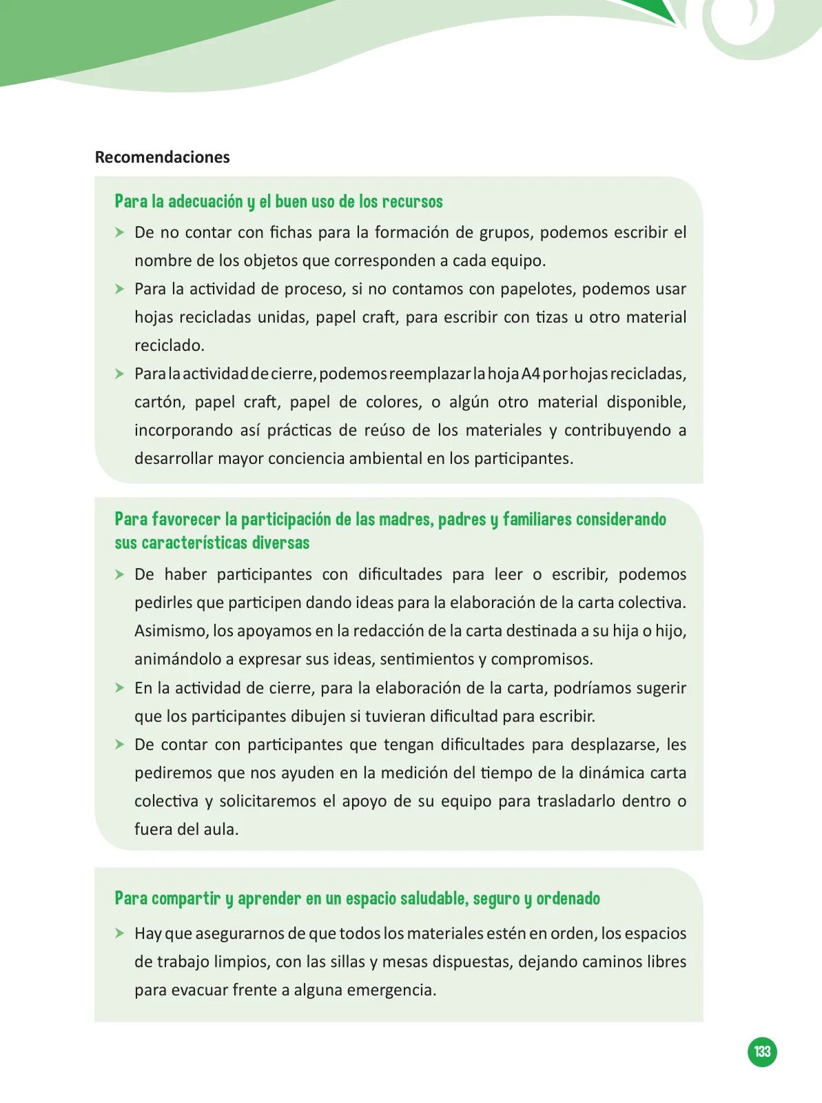 Miniatura página 135 de Guía para el trabajo docente con las familias del ciclo V de Primaria · 2016