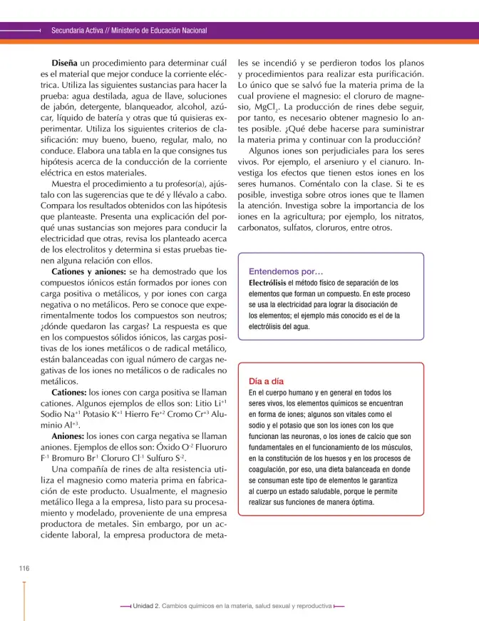 Página 116 de Ciencias Naturales 8° · Secundaria Activa