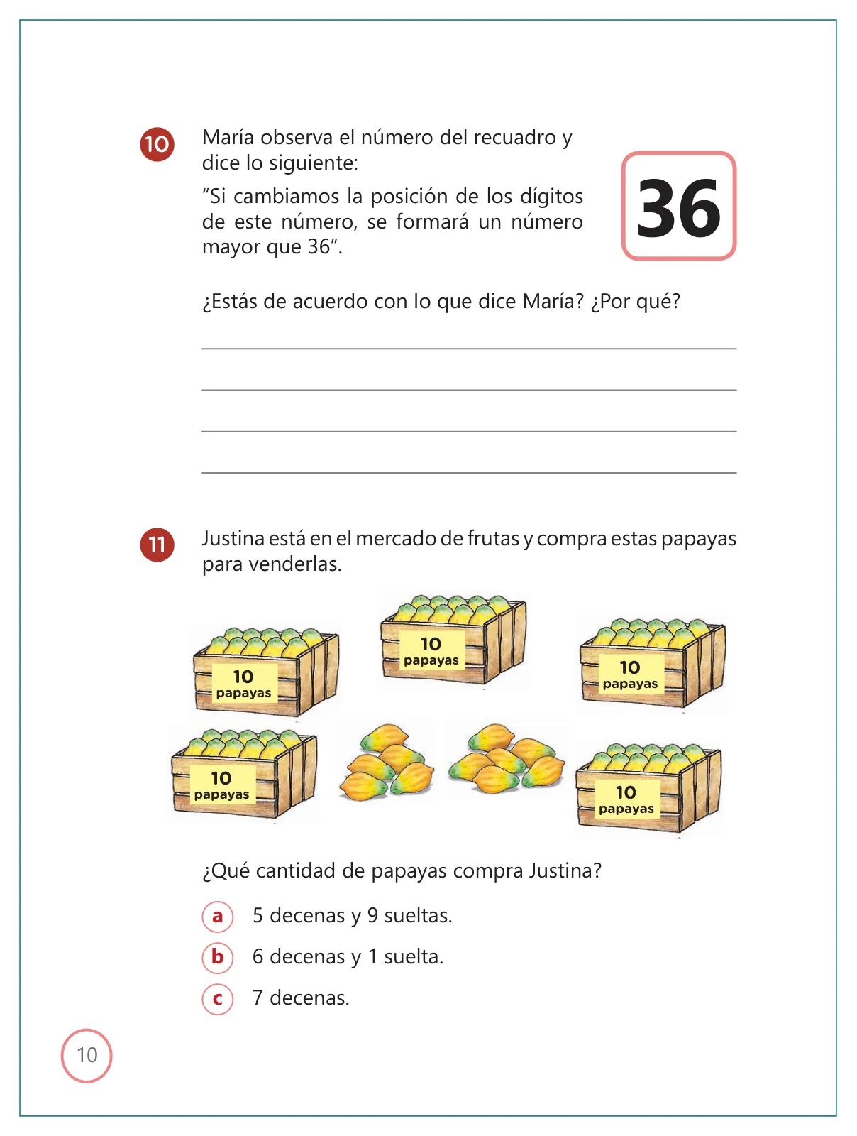 Miniatura página 10 de Kit de evaluación Salida 1 Demostrando lo que aprendimos : Matemática, tercer trimestre, ﻿Segundo grado - Primaria · 2019