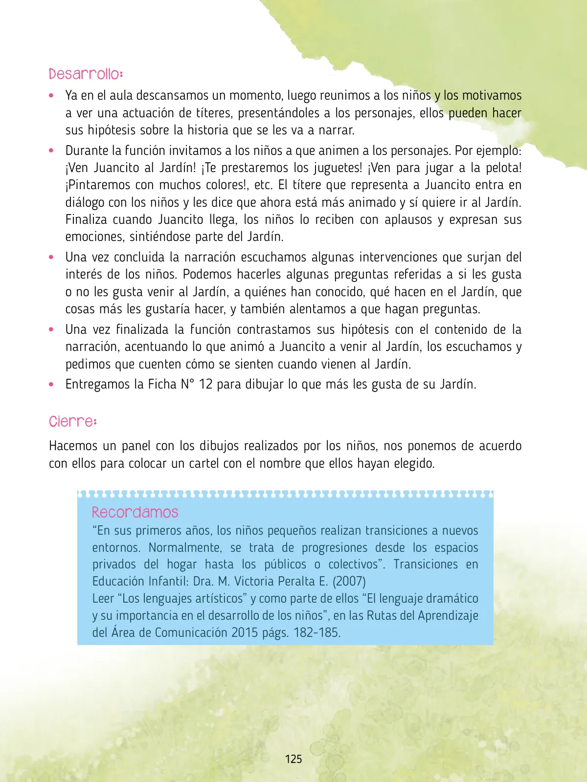 Miniatura página 127 de Agenda pedagógica 2017-2018 para docentes de II Ciclo de Instituciones de nivel de Educación Inicial · 2017
