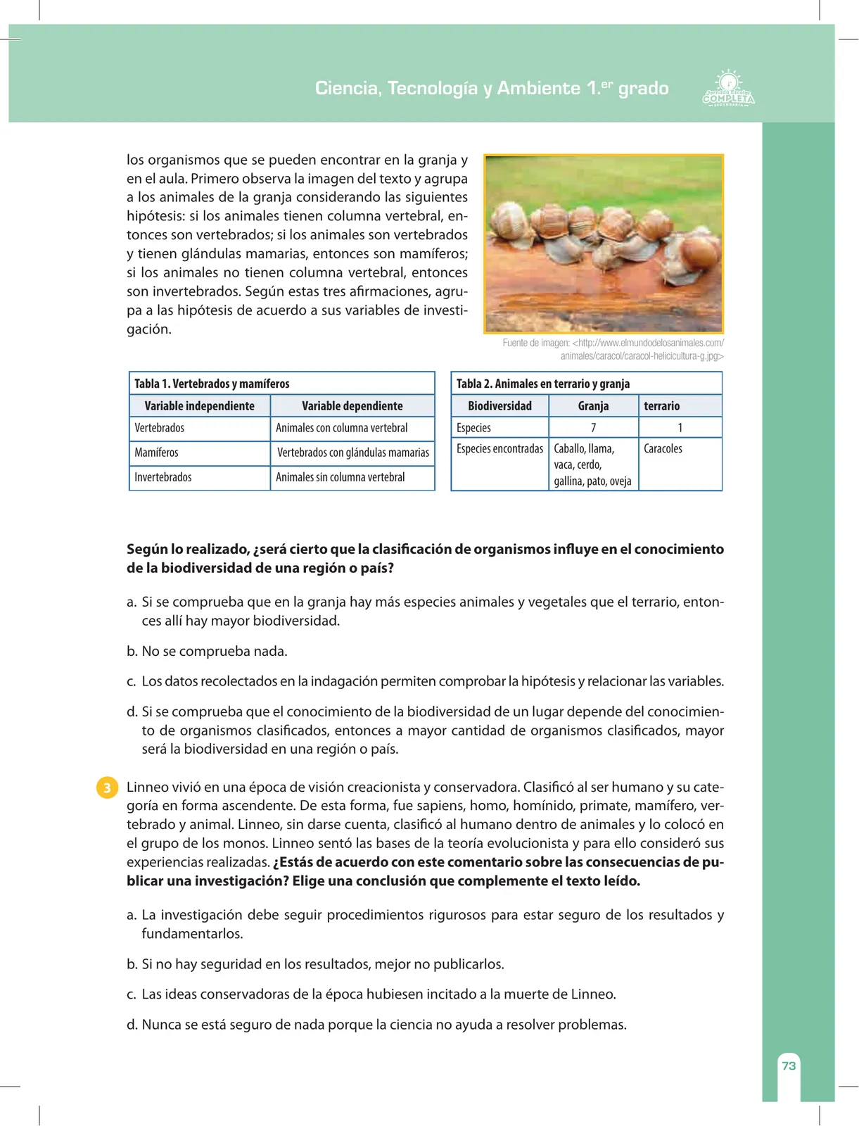 Página 73 de Ciencia, Tecnología y Ambiente 1. Cuaderno de reforzamiento pedagógico - JEC · 2016