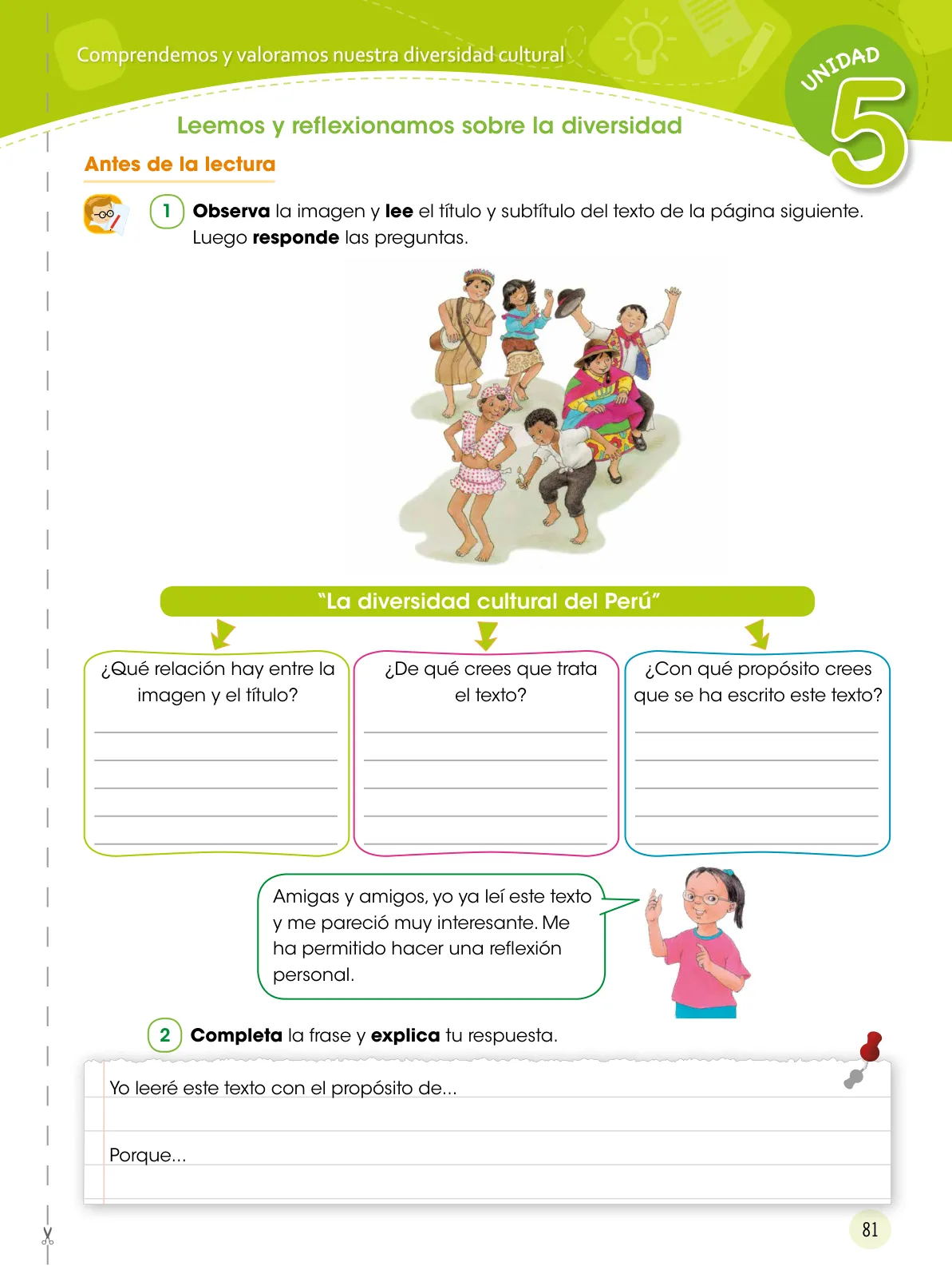 Miniatura página 82 de Comunicación 5 : cuaderno de trabajo para quinto grado de Educación Primaria 2019 · 2019