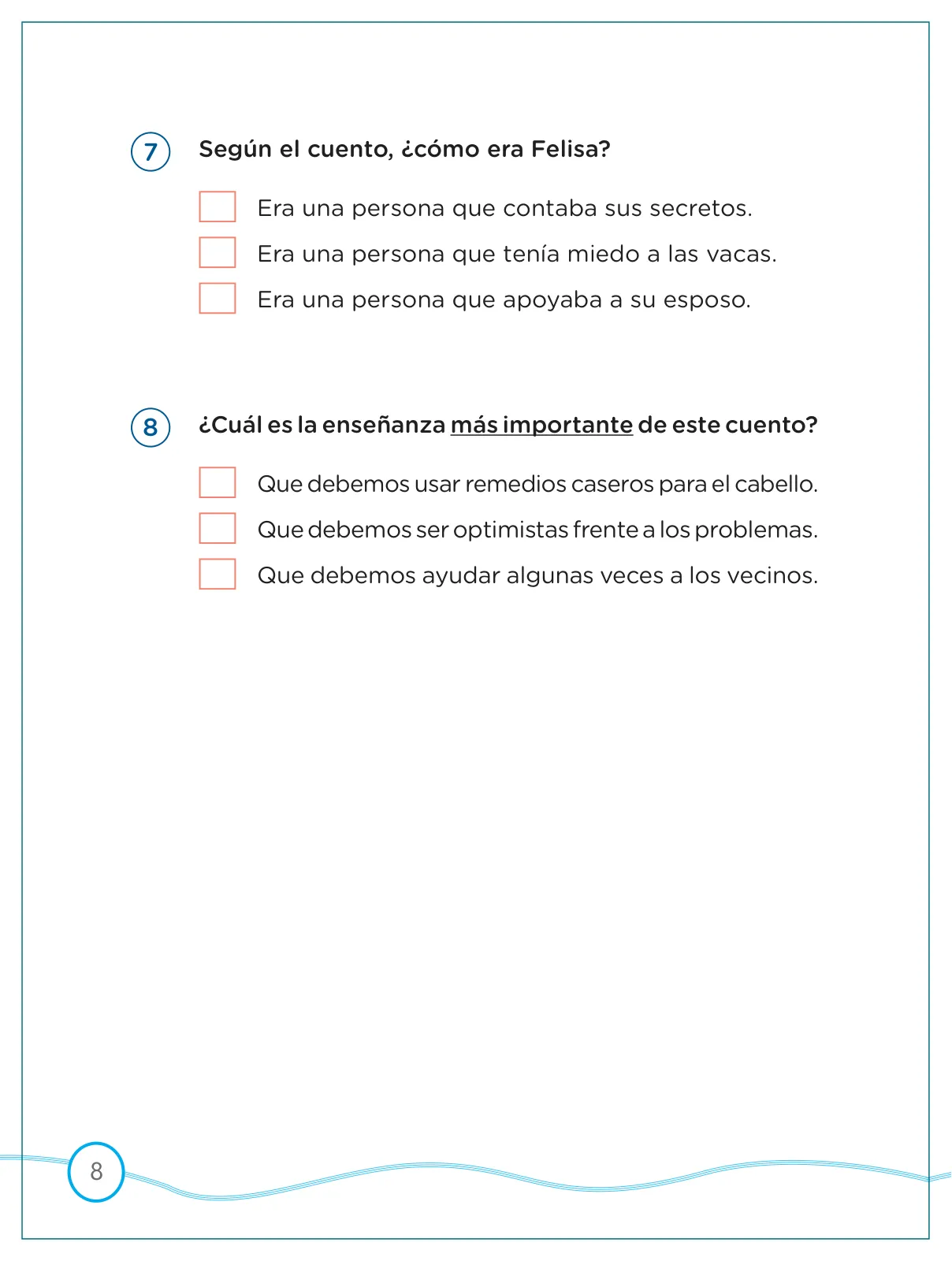 Miniatura página 8 de Kit de evaluación Salida 1 Demostrando lo que aprendimos : Comunicación, tercer trimestre, ﻿Segundo grado - Primaria · 2019