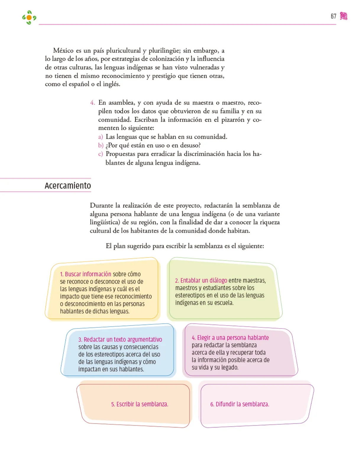 Miniatura página 68 de Colección Ximhai. Nuestro libro de proyectos.   Libro de Educación Secundaria Grado 1°  Ciclo Escolar 2025 - 2026