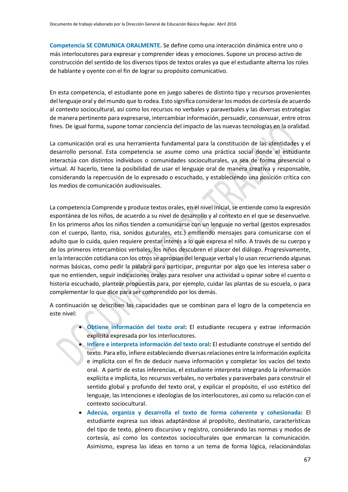 Miniatura página 67 de Programa curricular de Educación Inicial · 2016