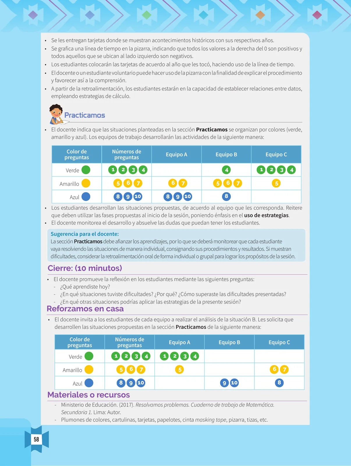 Página 60 de Resolvamos problemas 1 : manual para el docente 2018 · 2018