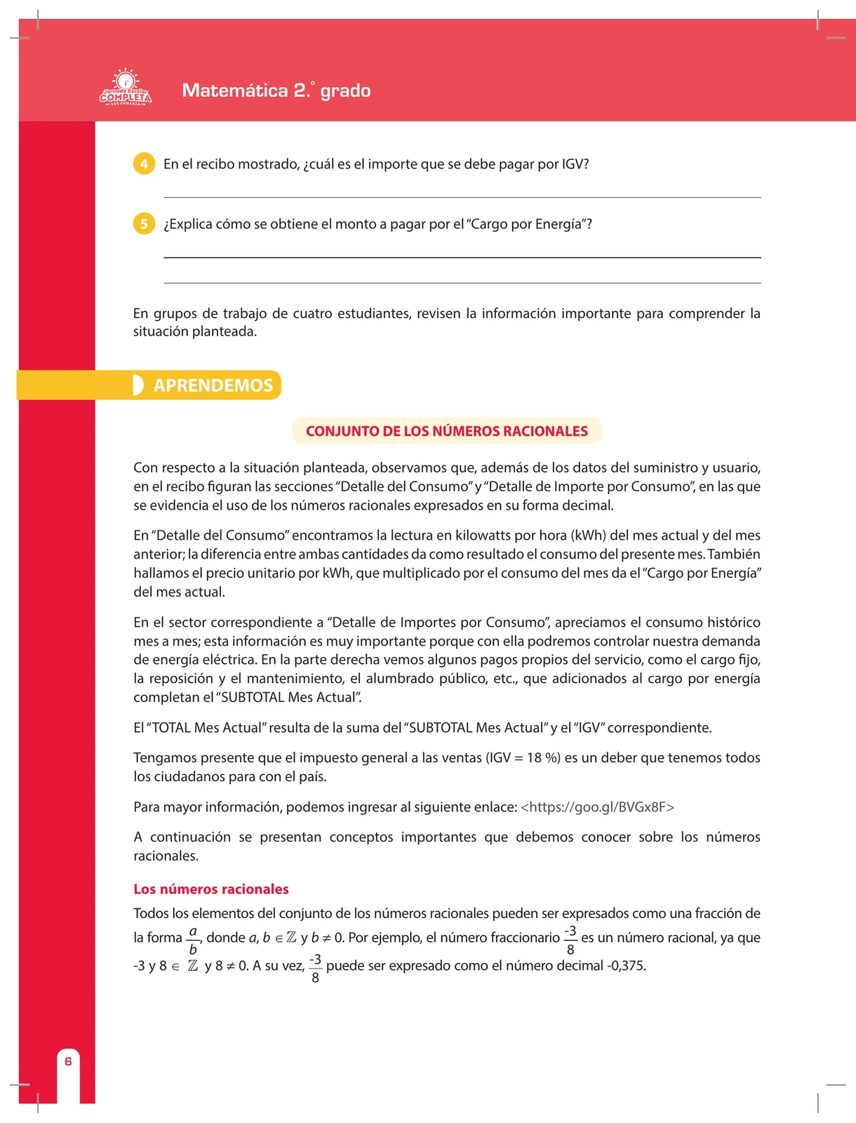 Miniatura página 6 de Matemática 2 : cuaderno de reforzamiento pedagógico - JEC · 2016