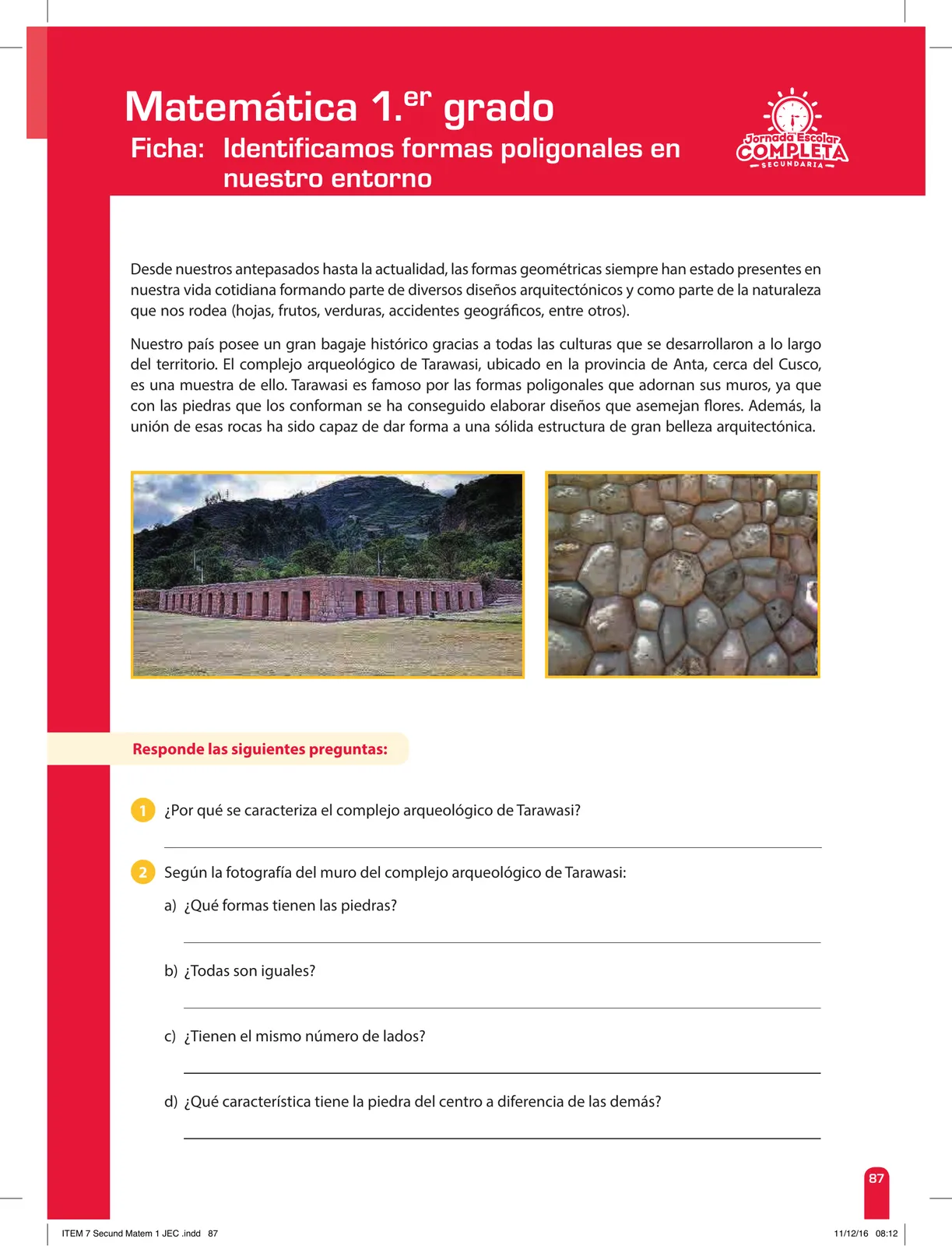 Página 87 de Matemática 1 : cuaderno de reforzamiento pedagógico - JEC · 2016