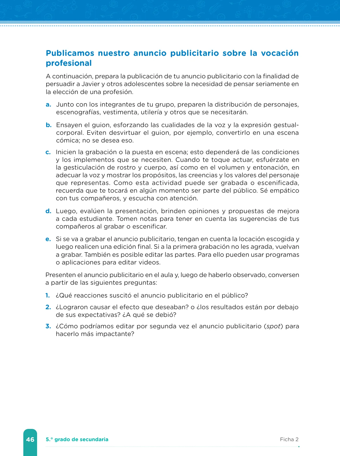 Miniatura página 48 de Fichas de aprendizaje de Comunicación 5 · 2024