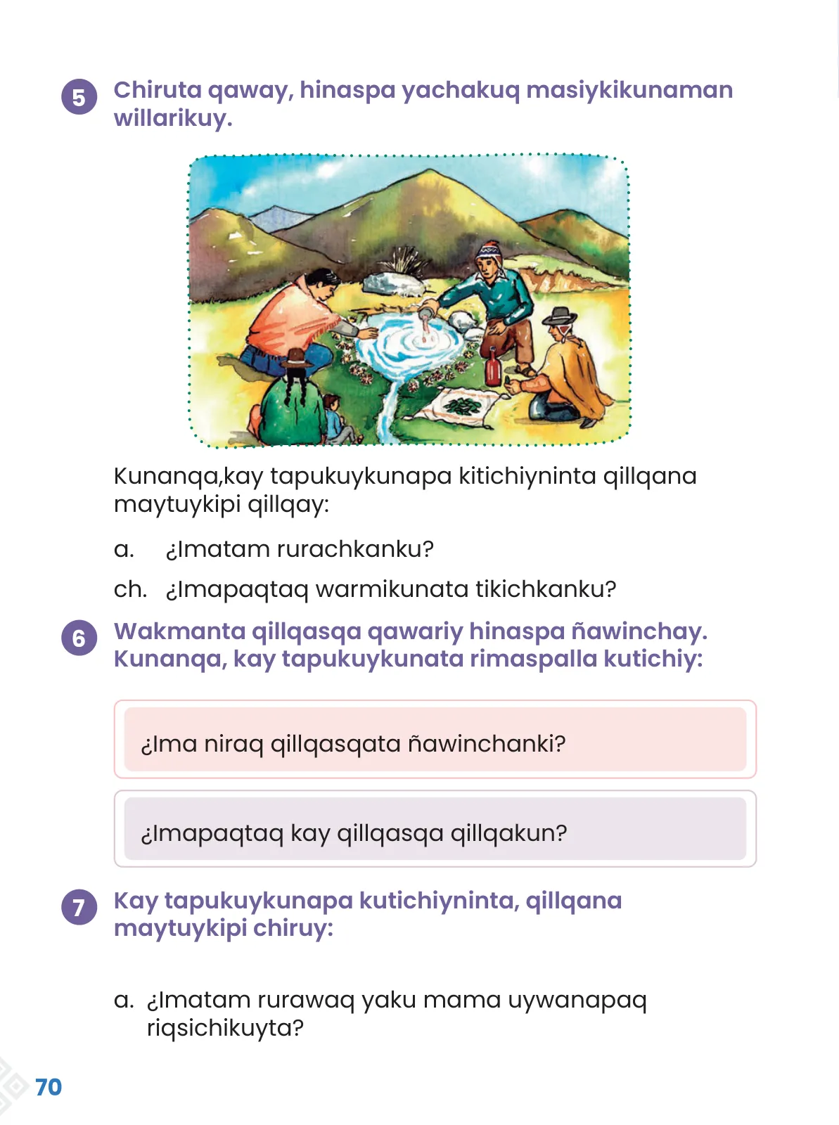 Miniatura página 72 de Ñawinchana Maytu 2 Quechua - Chanka. Texto de Comunicación del 2° Primaria - Quechua Chanka · 2023