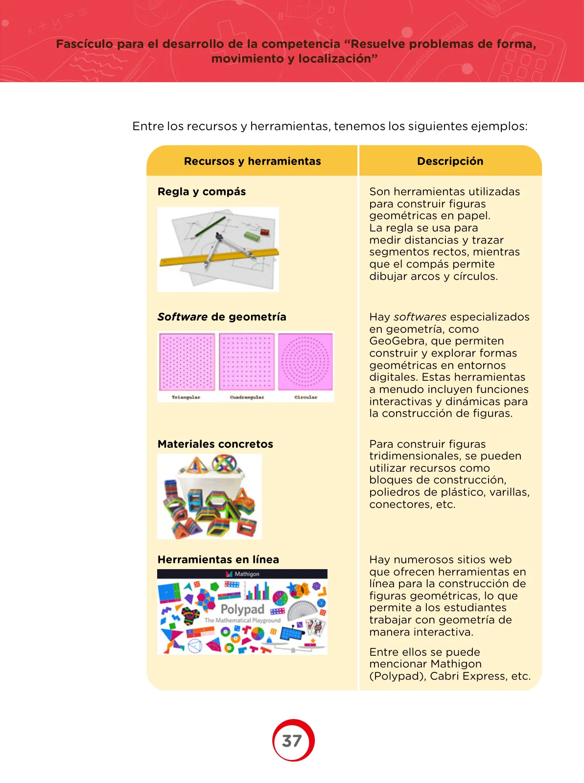 Miniatura página 37 de Fascículo para el desarrollo de competencia Resuelve problemas de forma, movimiento y localización · 2024