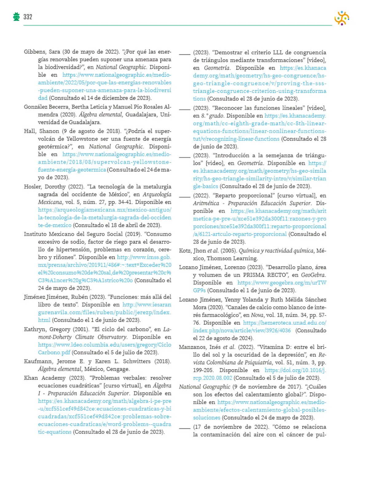 Página 333 de Colección Nanahuatzin. Saberes y pensamiento científico. Libro de Educación Telesecundaria Grado 3° Ciclo Escolar 2025 - 2026