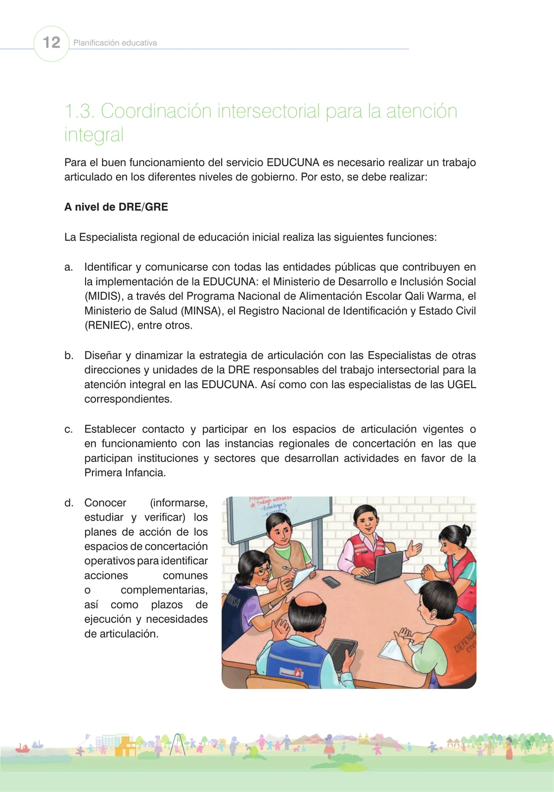 Página 14 de Orientaciones para el funcionamiento de las cunas y cunas jardín que brindan el servicio de educación y cuidado diurno con atención integral para niñas y niños de 12 a 36 meses : guía del servicio y protocolos · 2024