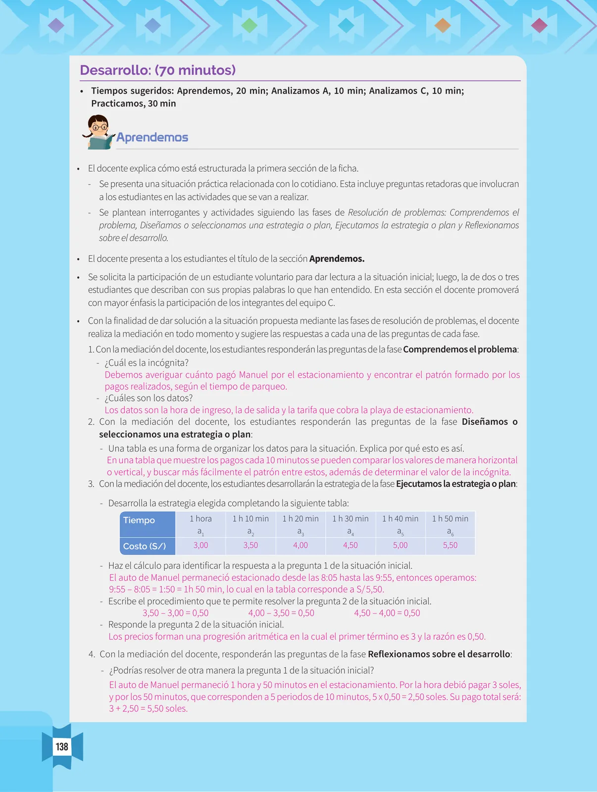 Miniatura página 140 de Resolvamos problemas 1 : manual para el docente 2018 · 2018