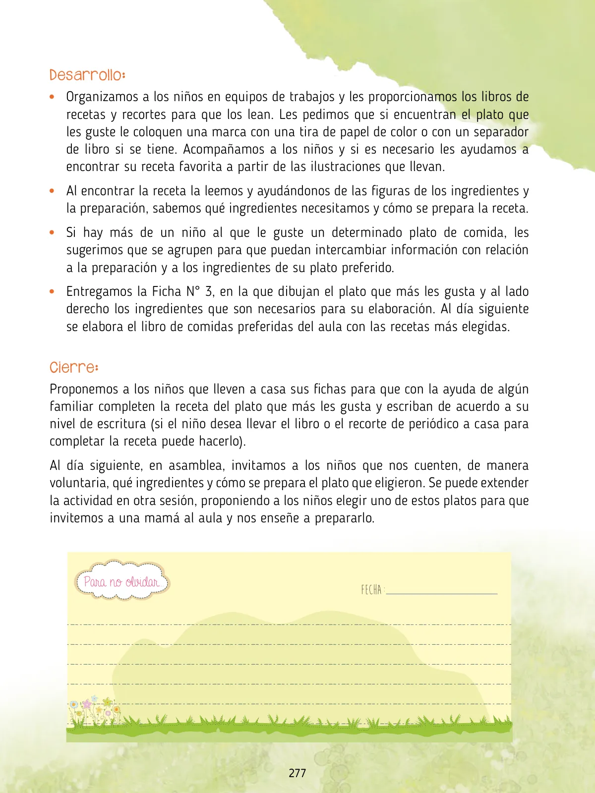Miniatura página 279 de Agenda pedagógica 2017-2018 para docentes de II Ciclo de Instituciones de nivel de Educación Inicial · 2017