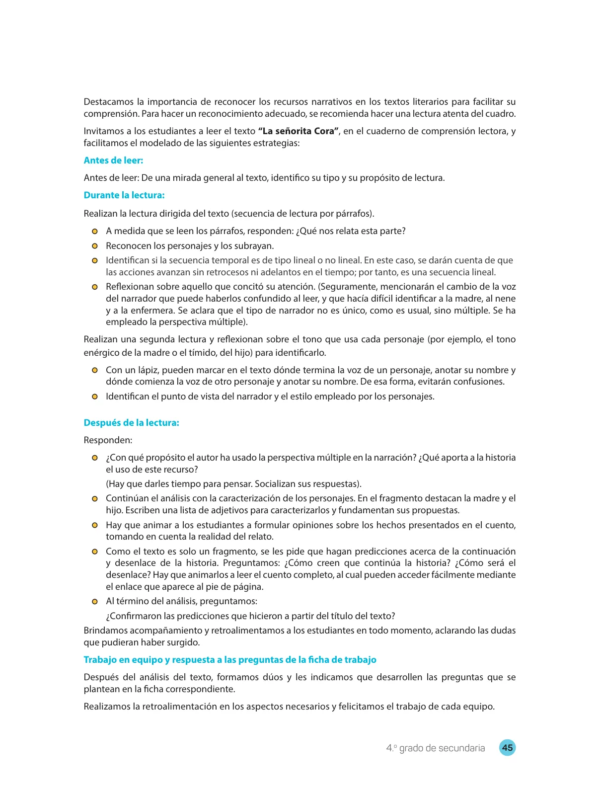 Miniatura página 47 de Comprensión lectora 4 : manual para el docente de cuarto grado de Secundaria · 2017