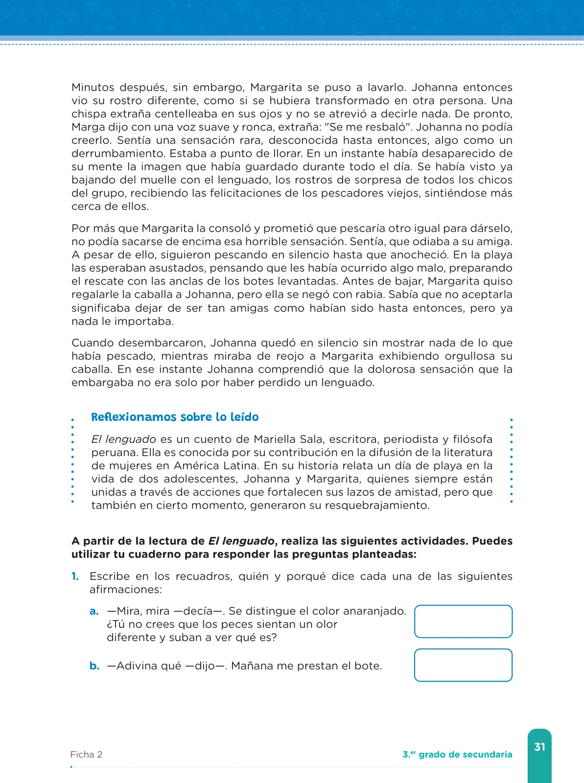 Página 33 de Fichas de aprendizaje de Comunicación 3 · 2024