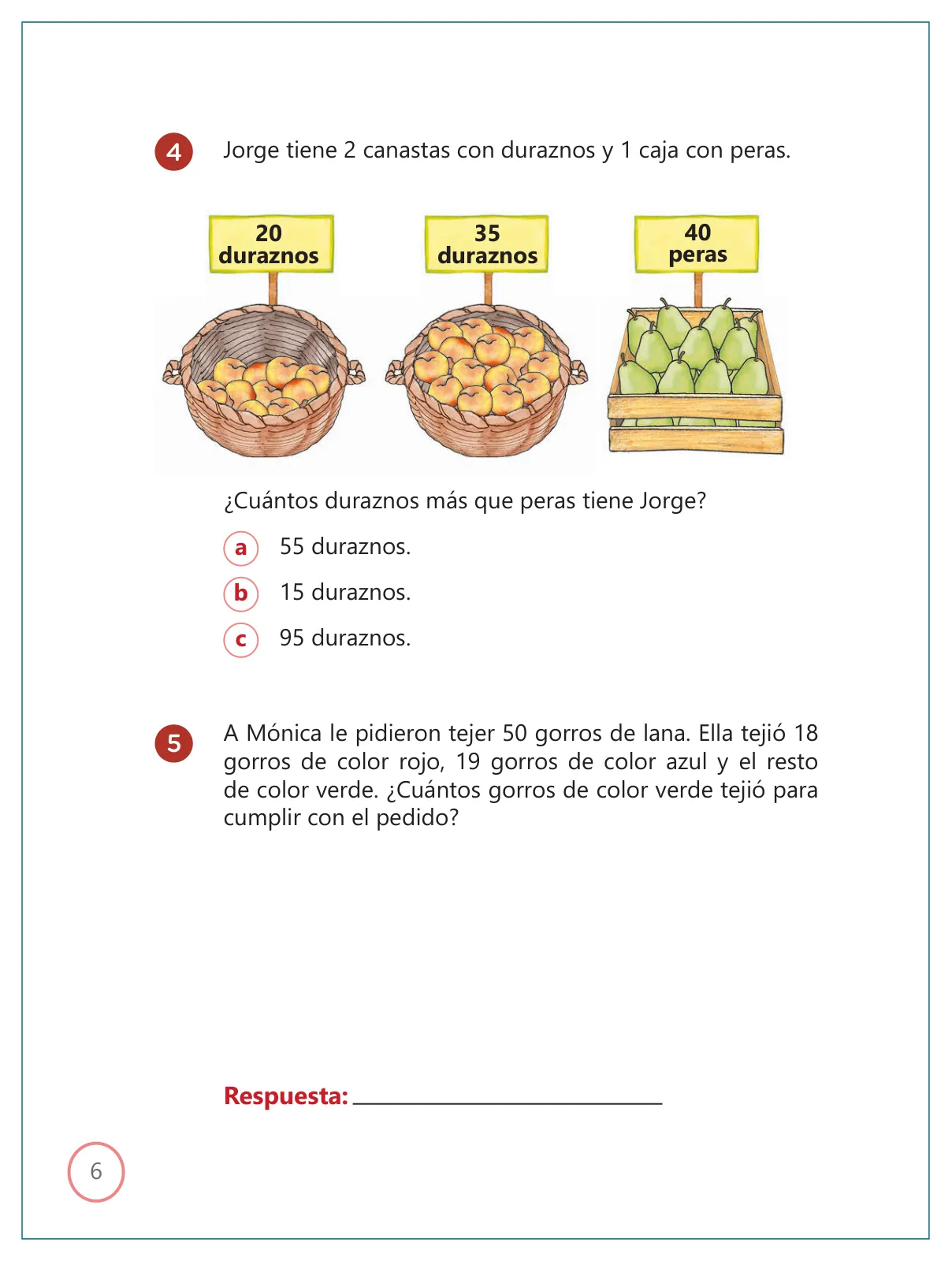 Miniatura página 6 de Kit de evaluación Salida 1 Demostrando lo que aprendimos : Matemática, tercer trimestre, ﻿Segundo grado - Primaria · 2019