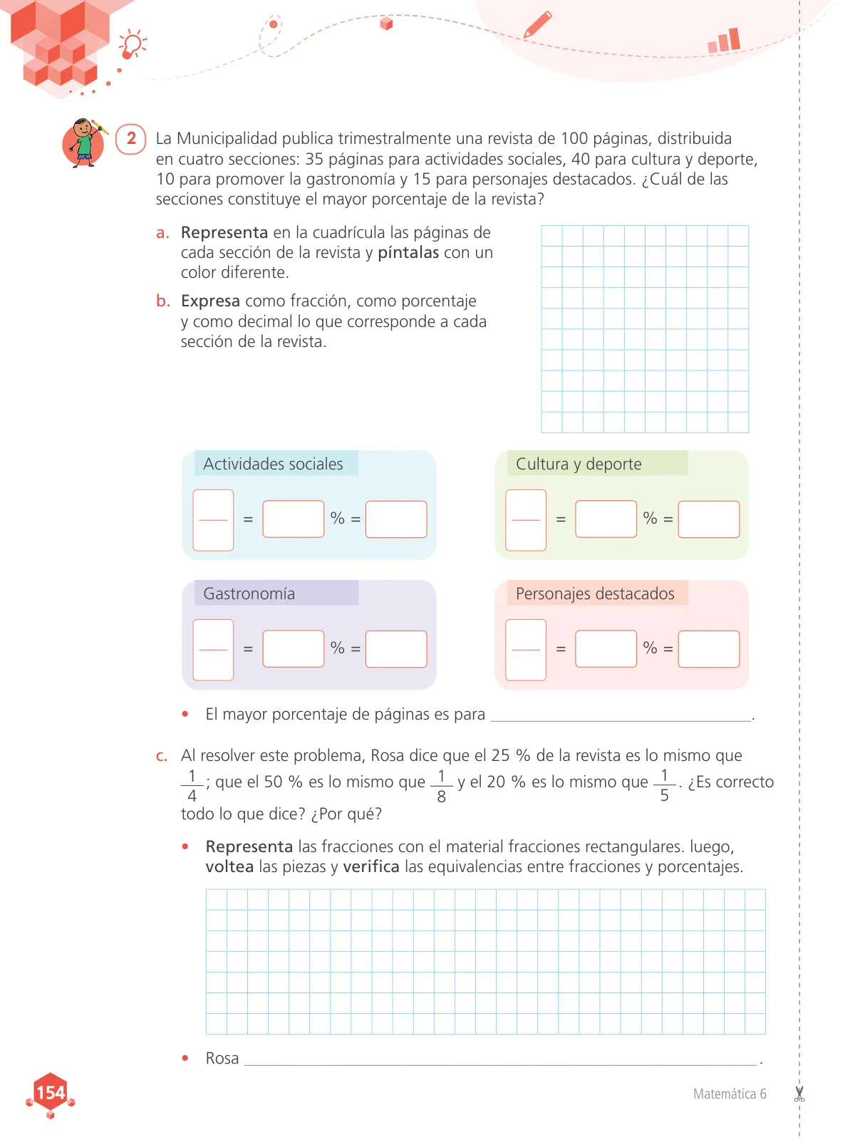 Página 156 de Matemática 6 : cuaderno de trabajo para sexto grado de Educación Primaria 2019 · 2019