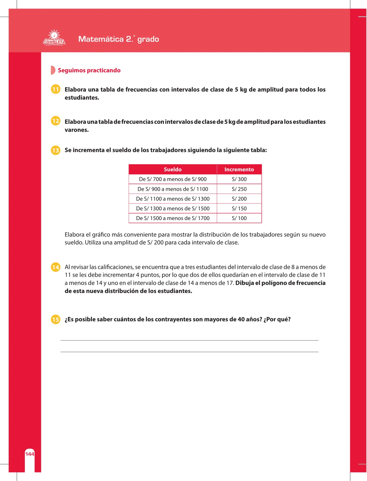 Miniatura página 144 de Matemática 2 : cuaderno de reforzamiento pedagógico - JEC · 2016
