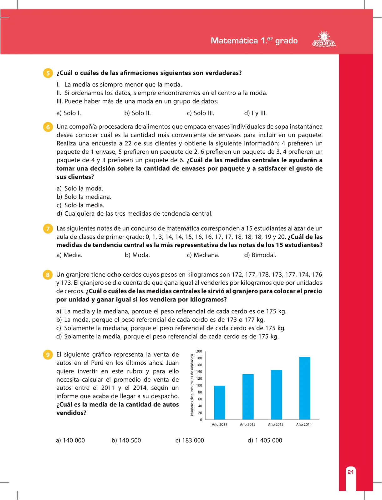 Miniatura página 21 de Matemática 1 : cuaderno de reforzamiento pedagógico - JEC · 2016