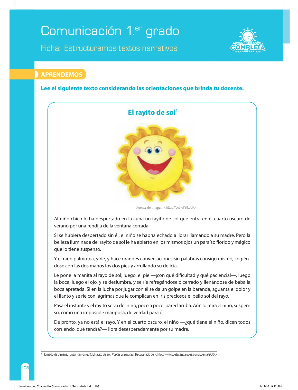Miniatura página 108 de Comunicación Secundaria 1. Cuaderno de reforzamiento pedagógico - JEC · 2016