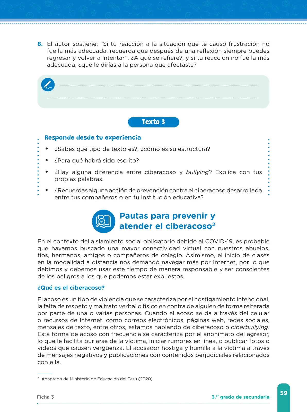 Miniatura página 61 de Fichas de aprendizaje de Comunicación 3 · 2024