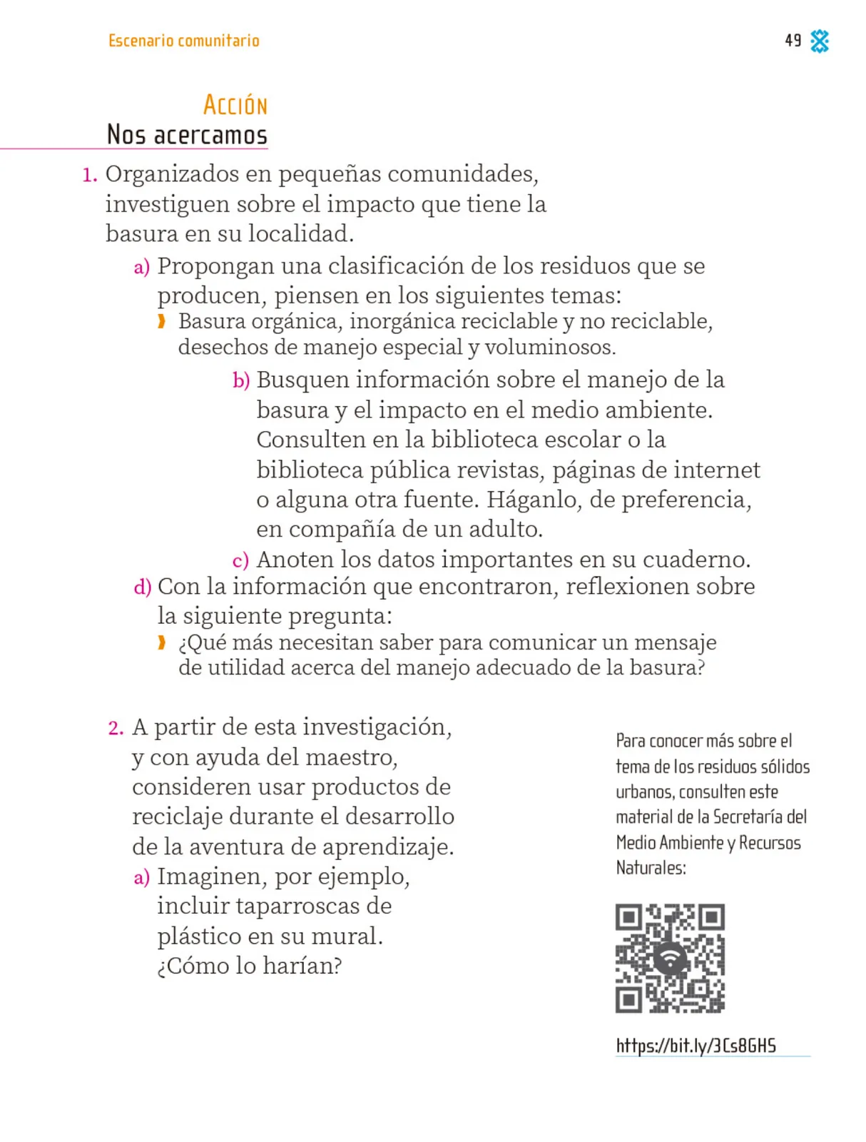 Página 50 de Proyectos Comunitarios. Libro de Educación Primaria Grado 1° Ciclo Escolar 2025 - 2026