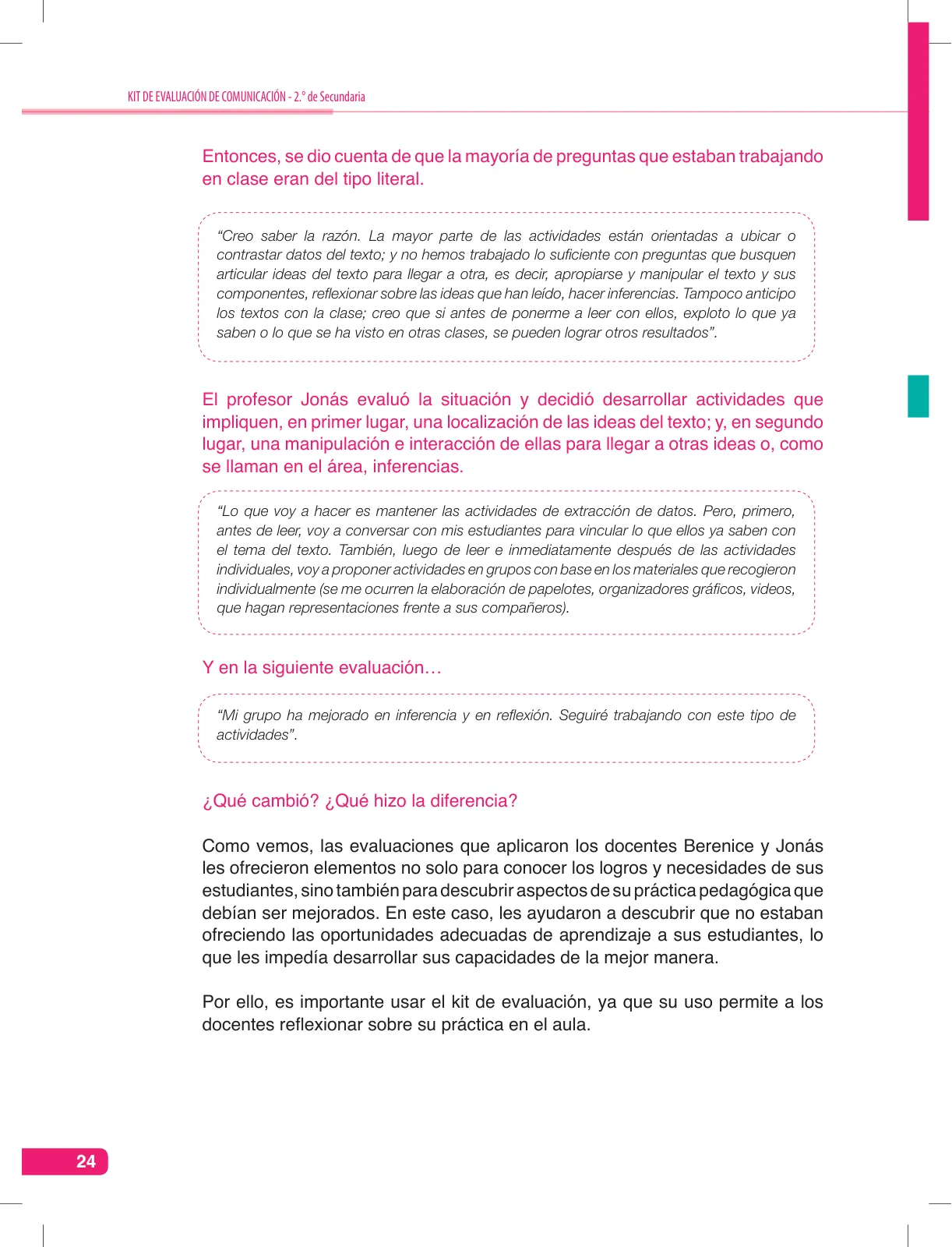 Miniatura página 24 de Comunicación, kit de evaluación Demostrando lo que aprendimos, 2do. secundaria : manual de uso para el docente · 2016