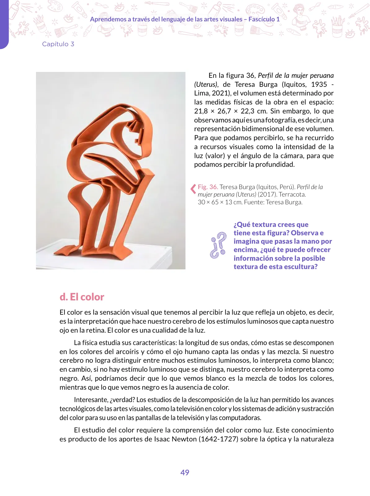Miniatura página 49 de Aprendemos a través del lenguaje de las artes visuales Fascículo 1 para estudiantes de Educación Secundaria · 2024