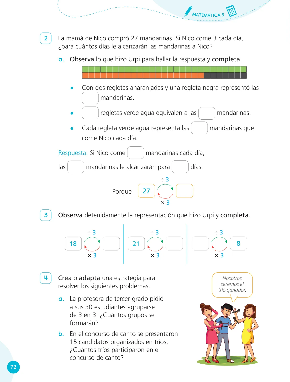 Página 74 de Cuadernillo de Matemática 3, tercer grado de Primaria · 2023