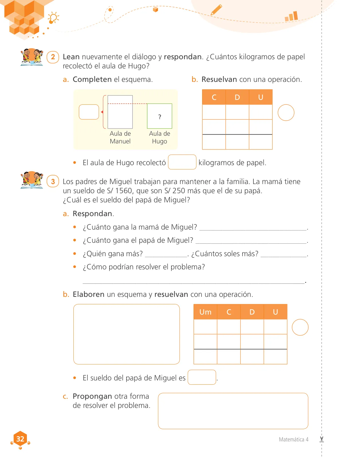 Página 34 de Matemática 4 : cuaderno de trabajo para cuarto grado de Educación Primaria 2019 · 2019
